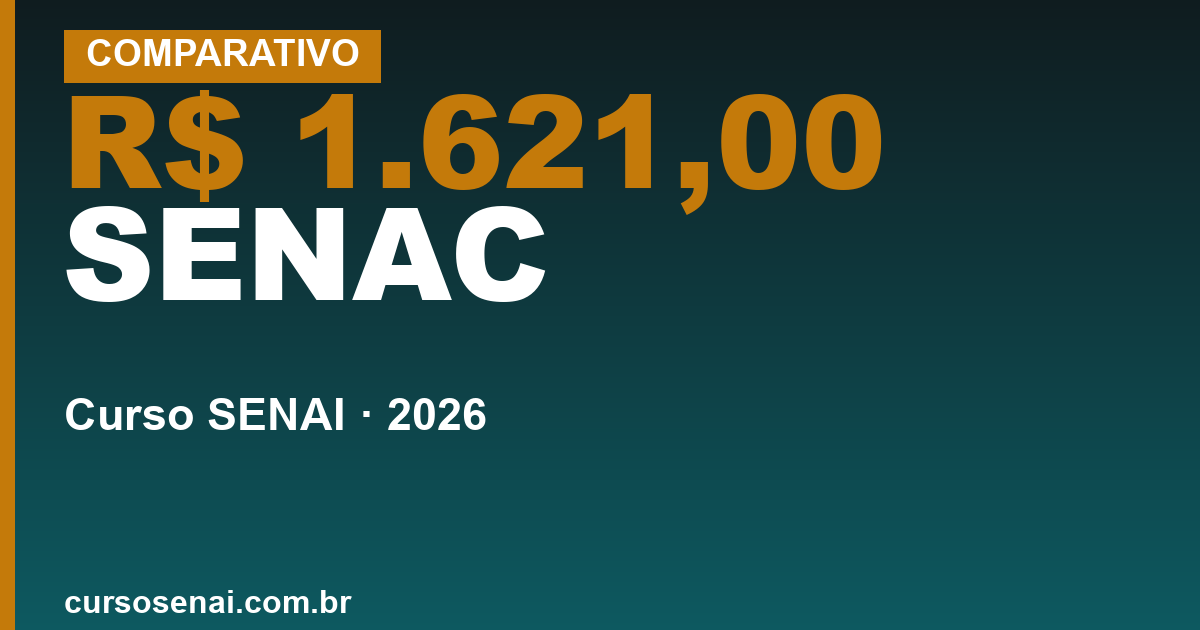 R$ 1.621,00 SENAC — SENAI ou SENAC: qual a diferença e qual escolher em 2026