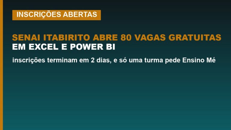 SENAI Itabirito abre 80 vagas gratuitas&hellip;